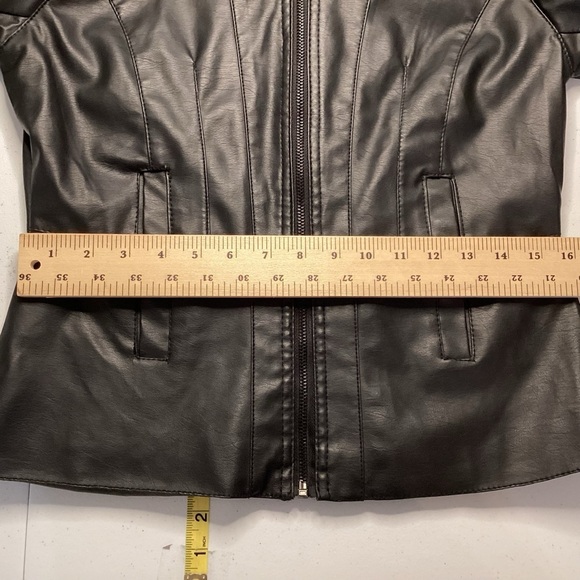 USA Leather Company Black Womens Sz M PU Leather Full Zip Jacket Moto Biker - Picture 9 of 11